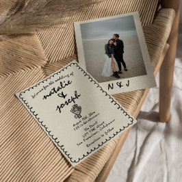 Convites Casamento de Fotografias Simples Quirky com Desenh
