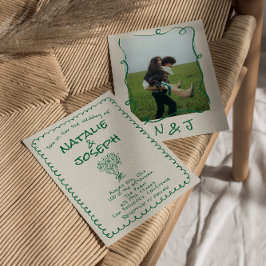 Convites Casamento de Fotografias Simples Quirky Desenhado