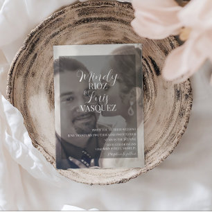 Convites Casamento de Fotografias Transparente do Faux Velu