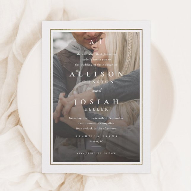 Convites Casamento de Fotografias Transparente Dourado Eleg (Criador carregado)