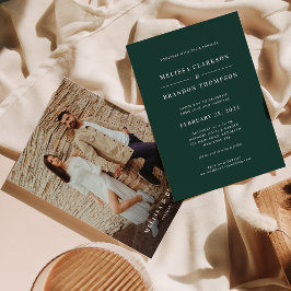 Convites Casamento de Fotografias Verdes Mínimas Modernas d