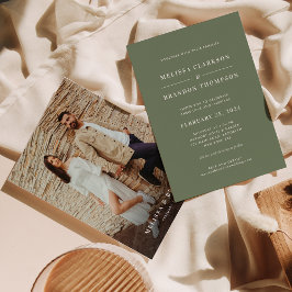 Convites Casamento de Fotografias Verdes Modernas e Minimal