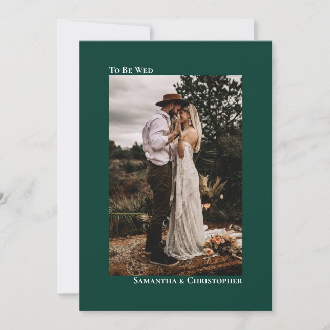 Convites Casamento de Fotografias Verticais Emerald, Minima (Frente)