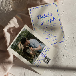 Convites Casamento de Fotografias Whimsical Azul com Código