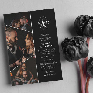 Convites Casamento de Fotos Assimétricas do Monograma Elega