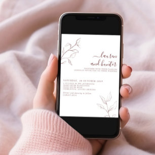 Convites Casamento de Fotos Botânicas de Script Burgundy Mo