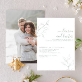 Convites Casamento de Fotos Botânicas do Script Verde Moder