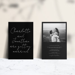 Convites Casamento de Fotos Branca e Preto Elegante Moderno