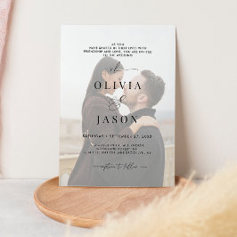 Convites Casamento de Fotos Branca Negra com Script Românti