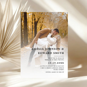 Convites Casamento de Fotos Branca Simples Elegante