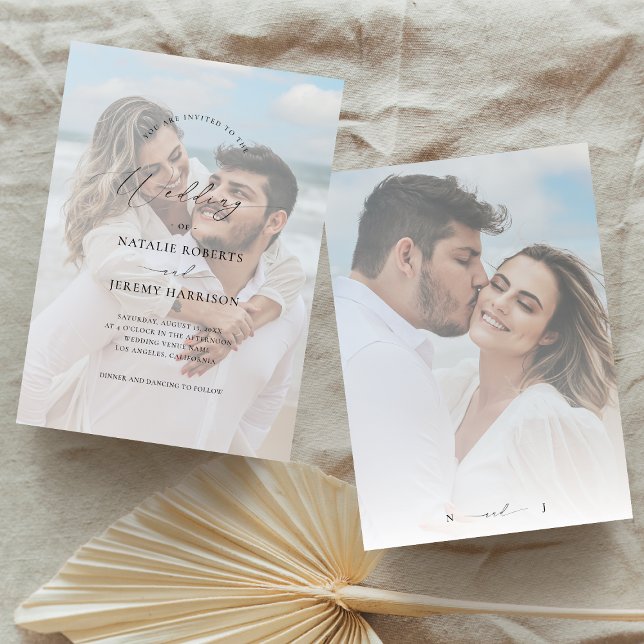 Convites Casamento de Fotos Brancas 2 Fotos Desbotadas (Criador carregado)