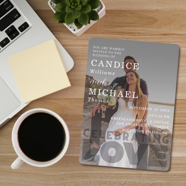 Convites Casamento De Fotos Brancas E Negras Modernas Elega (Criador carregado)