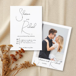 Convites Casamento de fotos brancas e pretas da caligrafia