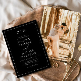 Convites Casamento de Fotos Brancas Negra Moderna Minimalis