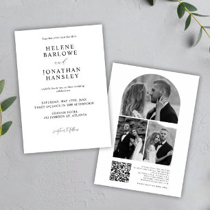 Convites Casamento De Fotos Branco E Preto Elegante Minimal