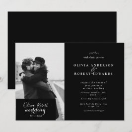 Convites casamento de fotos branco e preto moderno