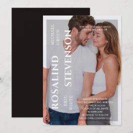 Convites Casamento de Fotos Branco Mínimo Casual e Preto