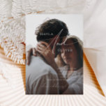 Convites Casamento de Fotos Casual de Script Minimalista Wh<br><div class="desc">Este convite casual de casamento de fotos minimalista e caprichoso é perfeito para o seu casamento clássico e simples de preto e branco e mínimo moderno. A design apresenta uma caligrafia elegante, delicada e romântica escrita à mão com tipografia formal do chique. O olhar vai correr bem em qualquer época...</div>