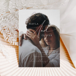 Convites Casamento de Fotos Casual de Script Minimalista Wh