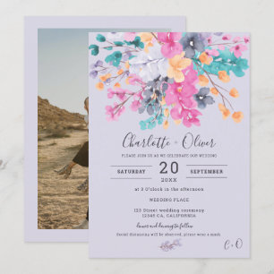 Convites Casamento de fotos com cor de água floral desidrat