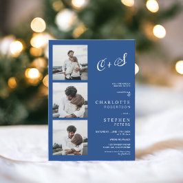 Convites Casamento de fotos com iniciais casuais minimalist