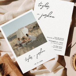 Convites Casamento de Fotos com Script Boho Minimalista