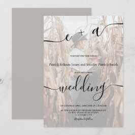 Convites Casamento de fotos com script de iniciais minimali