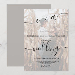 Convites Casamento de fotos com script de iniciais minimali