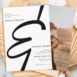 Convites Casamento de fotos da caligrafia branca-negra