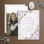 Convites Casamento de Fotos da Lavanda Lilac Dourada Marble<br><div class="desc">Crie o convite perfeito para o casamento com esta trendy lilac lavanda eucalipto botânica e falso design de água verde de ouro, com um fundo de mármore falsa da Carrera, tipografia de guião escrita à mão e poeira de ouro falsa. A parte de trás do convite apresenta a sua fotografia...</div>