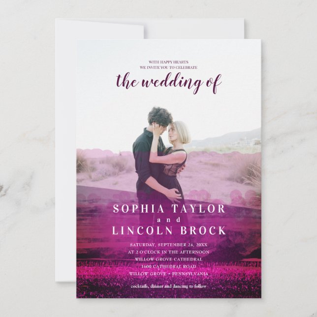 Convites Casamento de fotos da sobreposição de abstrato (Frente)