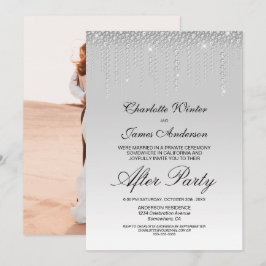 Convites Casamento de Fotos de Diamantes de Prata Após a Fe