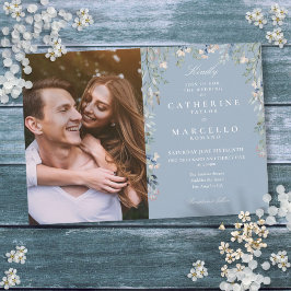 Convites Casamento de Fotos de Flores Selvagens Azuis Dusty