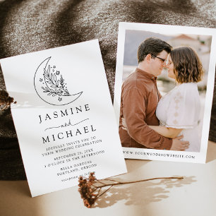 Convites Casamento de Fotos de Lua Botânica e Estrelas Eleg