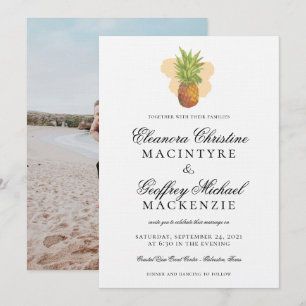 Convites Casamento de Fotos de Pineapple Watercolor