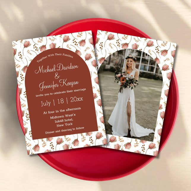 Convites casamento de fotos do arco botânico de boho (Criador carregado)