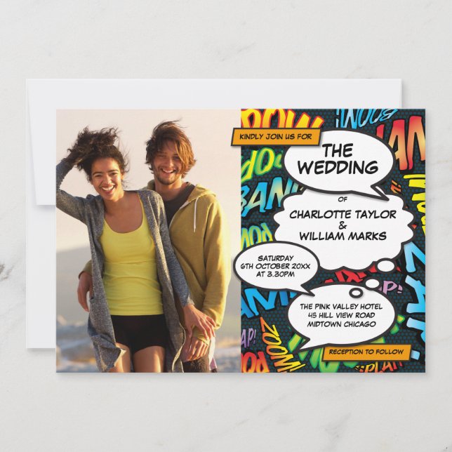 Convites Casamento de Fotos do Livro Quadrado Colorido Mode (Frente)