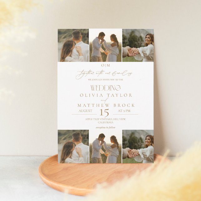 Convites Casamento de Fotos Elegante Boho Beige & White (Criador carregado)