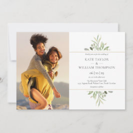 Convites Casamento de Fotos Elegante Greenery