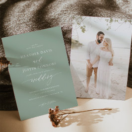 Convites Casamento de Fotos Elegante Russo de Verão Verde S