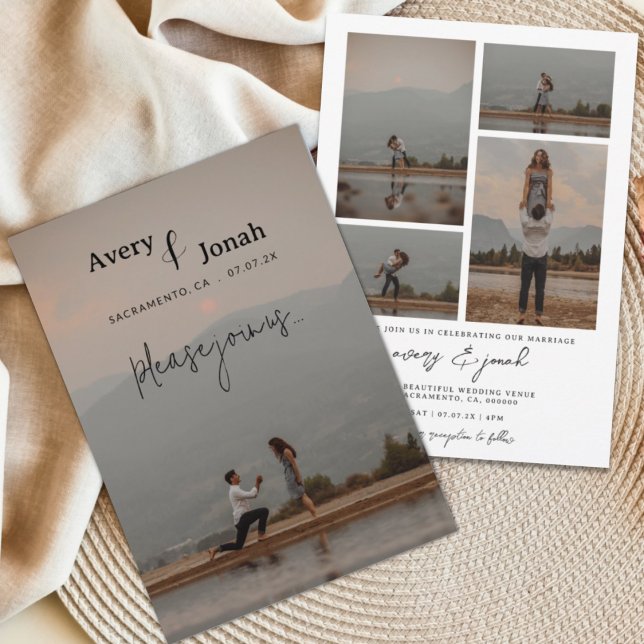 Convites Casamento de Fotos Elegante Simples Moderno (Criador carregado)