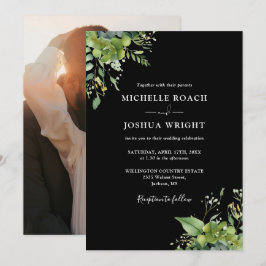 Convites Casamento De Fotos Eucalyptus Greenery Black E Whi