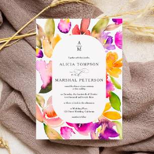 Convites Casamento de fotos florais com foto de cor d'água 