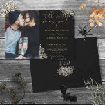 Convites Casamento De Fotos Floral De Rosas Góticos Pretos<br><div class="desc">Este elegante convite de casamento gótico pode ser personalizado com sua foto e detalhes de casamento na tipografia quic com suas iniciais de monograma no verso. Projetado por Thisnotme©</div>