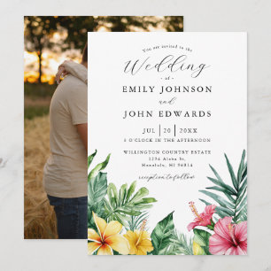 Convites Casamento de Fotos Greenery das Flores Tropicais d