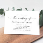 Convites Casamento de Fotos Limpo Minimalista - Código QR e<br><div class="desc">Este convite de casamento minimalista apresenta um design elegante com tipografia elegante de roteiro. O layout limpo e moderno é complementado por foto e um código QR, permitindo que os convidados acessem facilmente o site do casamento ou a página RSVP. Esse design preto e branco oferece uma maneira eficiente e...</div>
