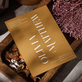 Convites Casamento de fotos minimalista amarelo da mostarda