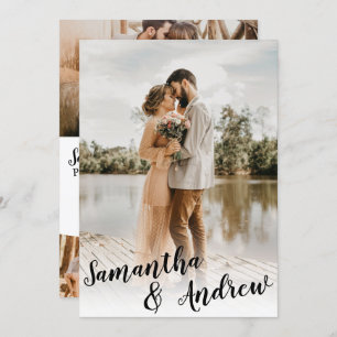 Convites Casamento de fotos minimalista branco e preto