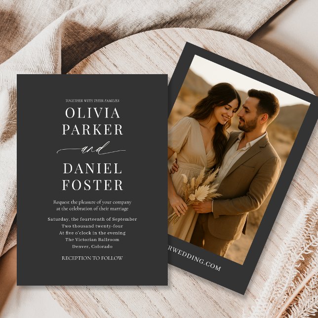 Convites Casamento de Fotos Minimalista Chic Boho (Criador carregado)