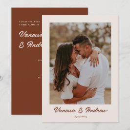 Convites Casamento de Fotos Minimalista do Rust Brown Boho